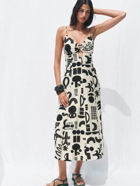 Zara PRINTED CUT OUT DRESS